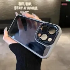 高品質! iPhone 16 promaxケース 金属カメラカバー 耐衝撃グレー