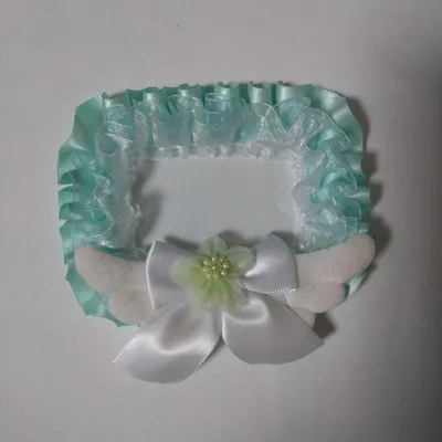 ハンドメイド 緑 白 トレカケース レースデコ