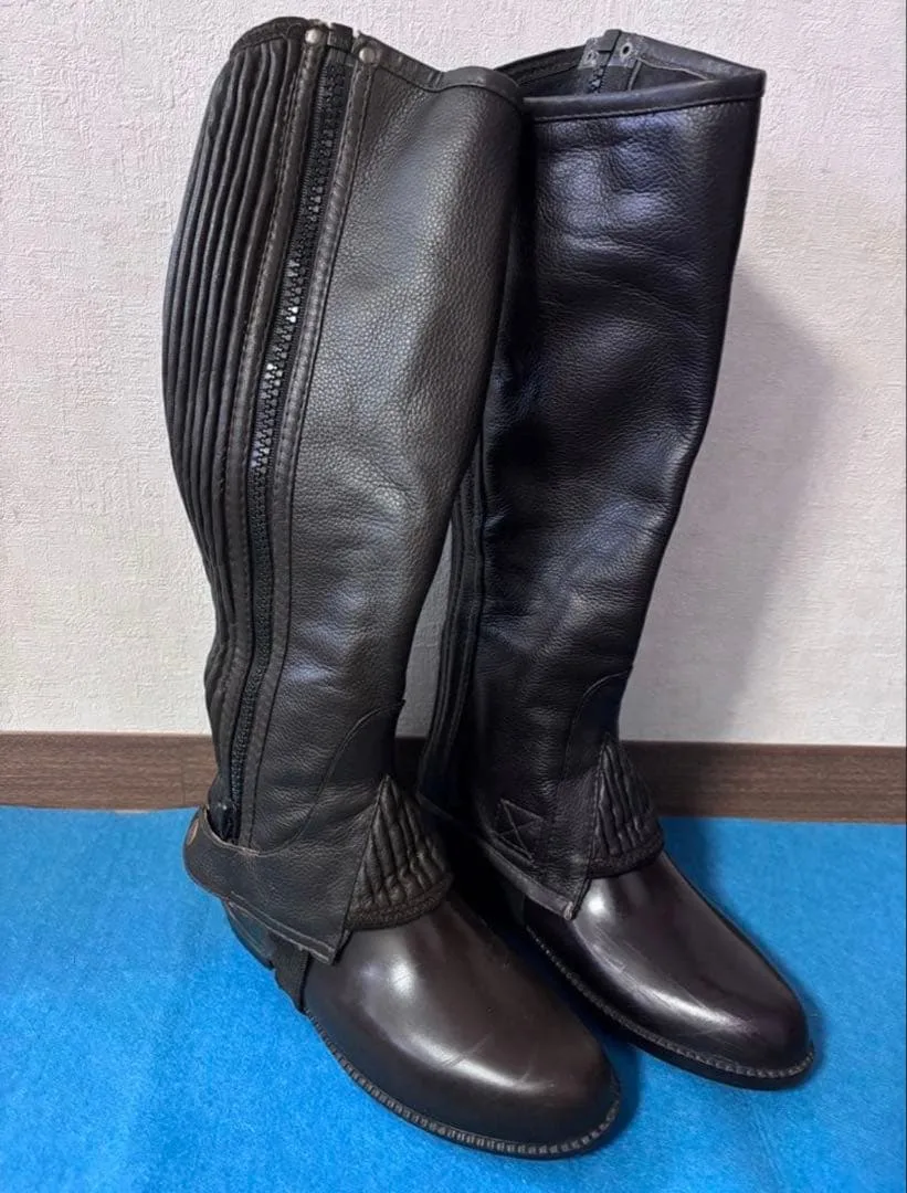 乗馬用 本革チャップス ロングブーツ用 ブラウン Sサイズ