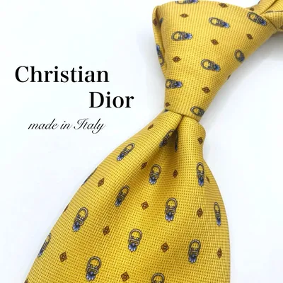 【美品】Christian Dior ネクタイ 小紋 希少 イエロー ブランド
