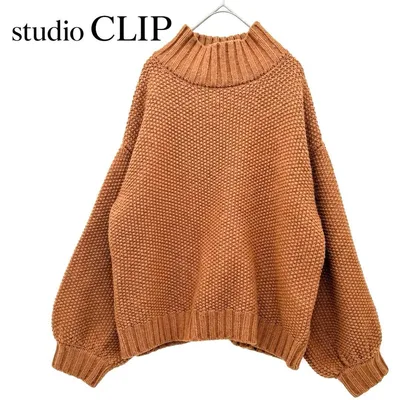 studio CLIP スタディオクリップ ハイネックニット ウール混 F 茶