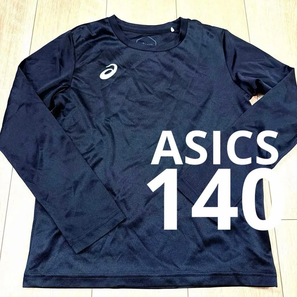 【お得】アシックス 140cm ジュニア 長袖 Tシャツ 黒 ロンT ブラック