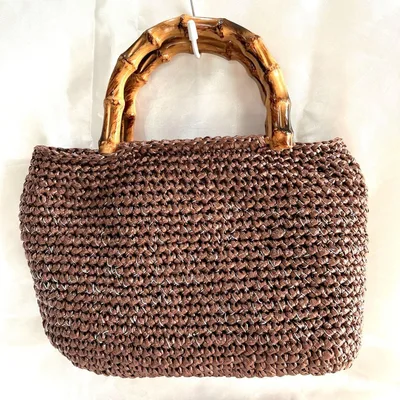 ハンドメイド バンブー風ハンドルバッグ 荷造りテープ