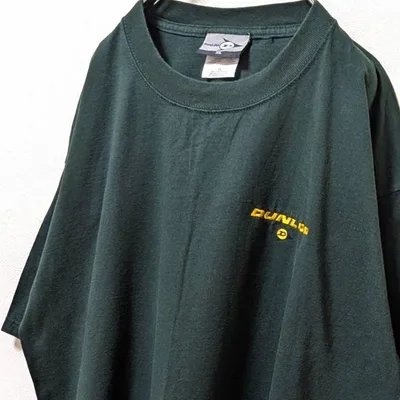 ダンロップ DUNLOP ロゴ刺繍 Tシャツ グリーン 緑 XL 古着