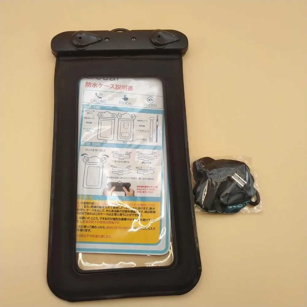 Deear スマホ防水ケース IPX8 6.9インチ対応 黒 ネックストラップ