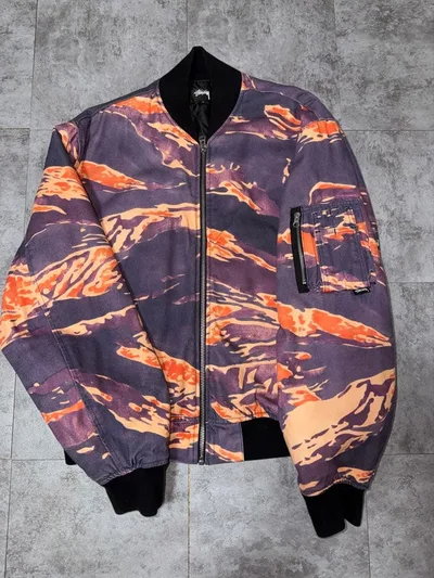 Stussy タイガーカモ MA-1 フライトジャケット L