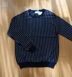 【新品同様】DEUXIEME CLASSE ストライプ 長袖ニット ネイビー