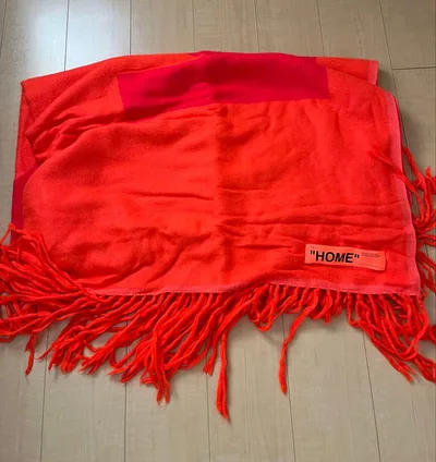 オフホワイト off-white ブランケット 毛布 オレンジ