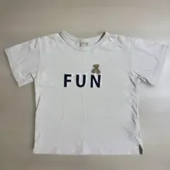 キッズ Tシャツ FUN クマ刺繍 ベージュ 130cm