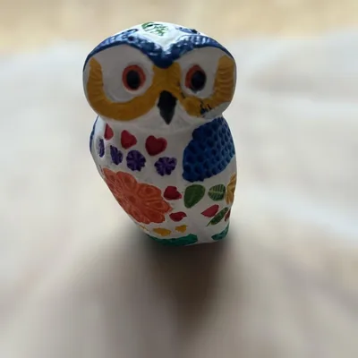フクロウ 置物 カラフル 花柄 インテリア