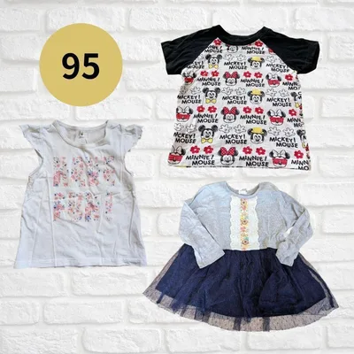 キッズ Tシャツ 95cm ミッキー ミニー 半袖 トップス 3点セット ワンピ