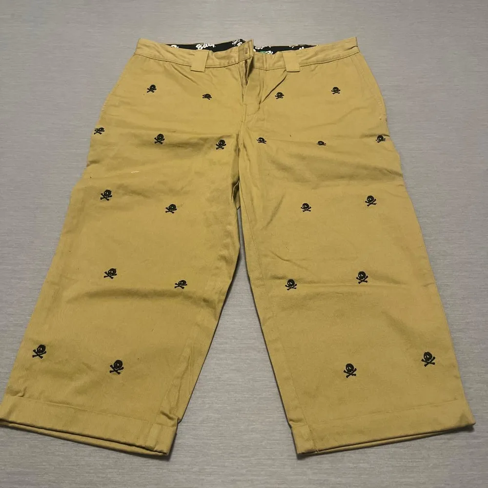 Billy beams スカル刺繍 ハーフパンツ ベージュ L