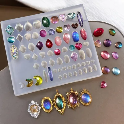 シリコンモールド 宝石 フレーム 2個セット レジン ハンドメイド ネイル デコ