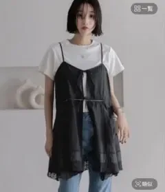 LOWRYS FARM 2WAYコットンレースミニワンピース ブラック