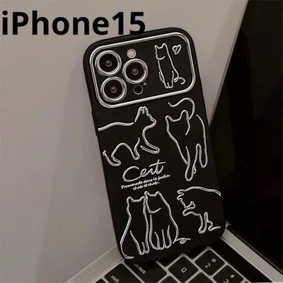 iPhone用ケース カバー 猫 iPhone15