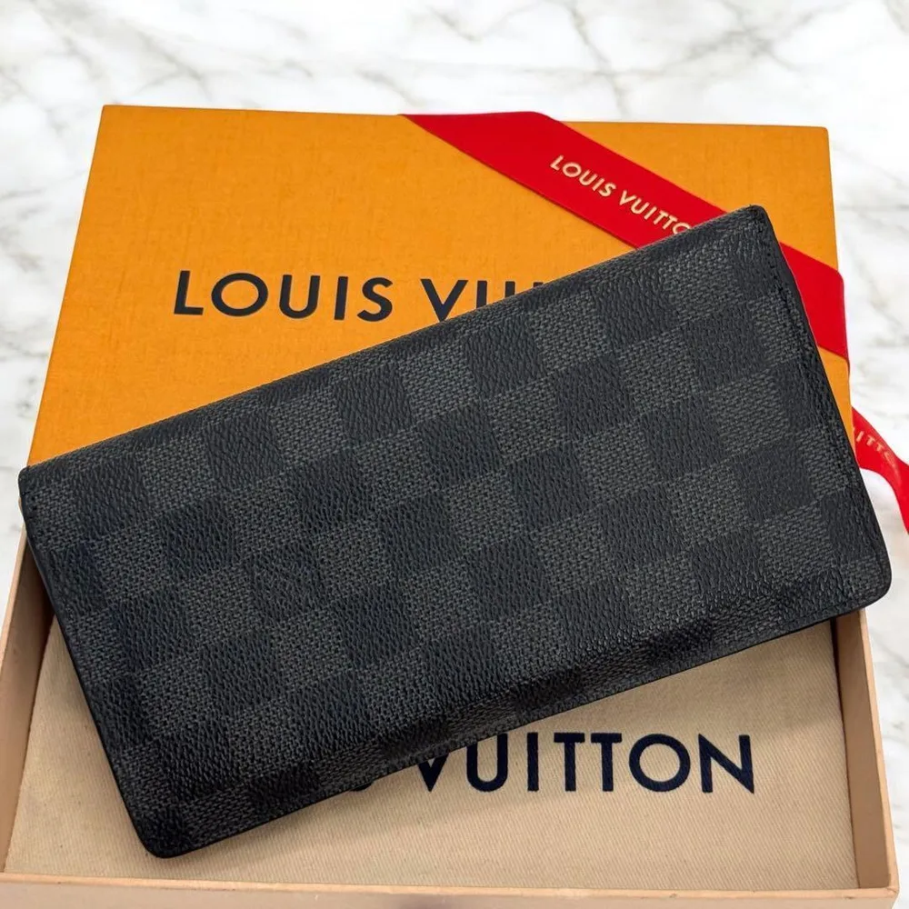 ルイヴィトン 美品 ダミエ グラフィット ポルトフォイユ ブラザ 財布 メンズ