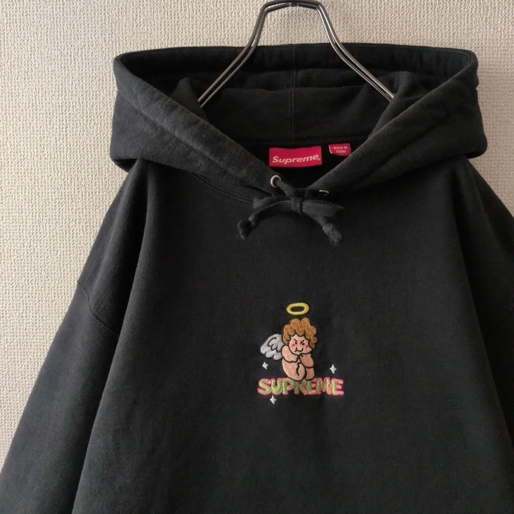 超人気デザイン☆シュプリーム 天使とお化け刺繍 エンジェル パーカー L相当