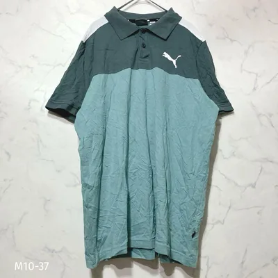プーマ PUMA カラーブロック ロゴプリント Tシャツ カーキ XL