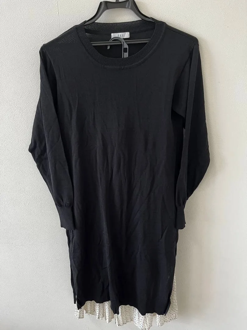 a.v.v アーヴェヴェ ニット×ドット柄プリーツスカート セットアップ M