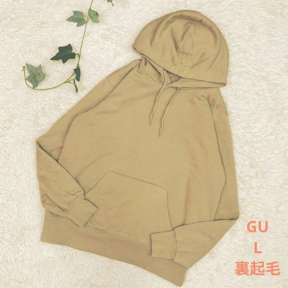 GU スウェット プルパーカー ベージュ L 裏起毛