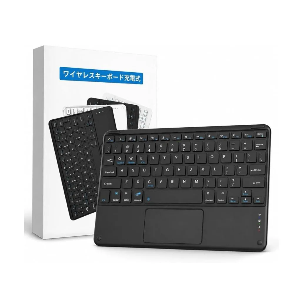 タッチパッド付きワイヤレスキーボード Bluetooth接続 充電式 薄型軽量