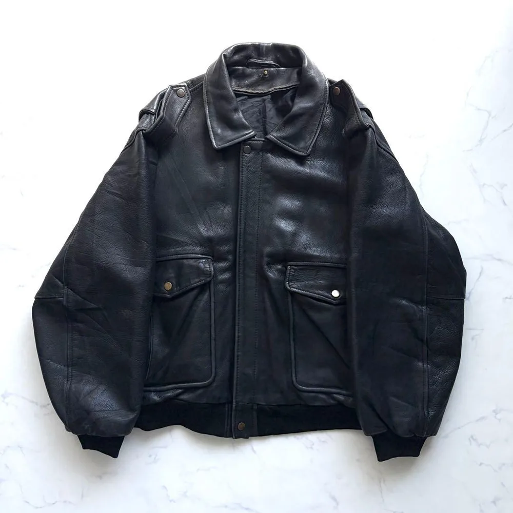 ヴィンテージ A-2 フライトジャケット ミリタリー 本革 ブラック L XL