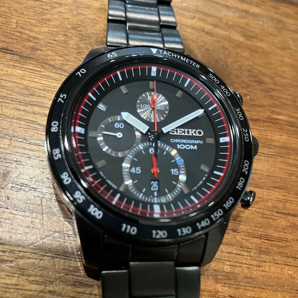 SEIKO メンズ腕時計 クロノグラフ ブラック文字盤 ジャンク 動作未確認