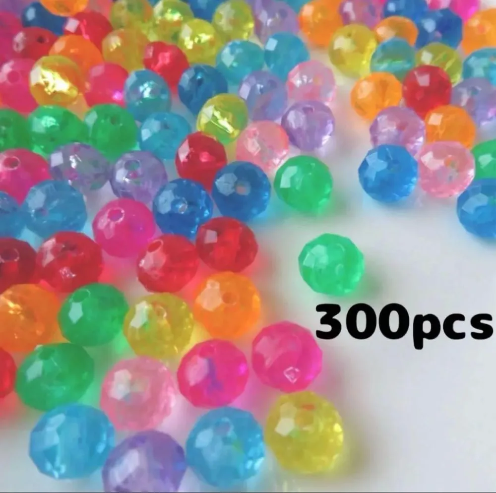 321【楕円形ビーズ】約300個入り キラキラ カラフル アクリル