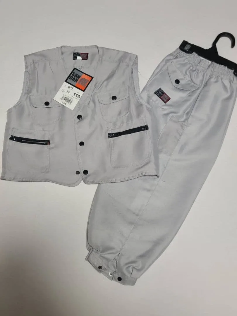 【未使用タグ付き】子ども服 作業着 ニッカポッカ 上下セット ベスト 110cm