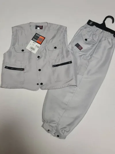 【未使用タグ付き】子ども服 作業着 ニッカポッカ 上下セット ベスト 110cm