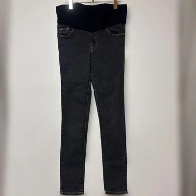 マタニティ デニムパンツ ブラック ストレッチ スキニー 綿100% L