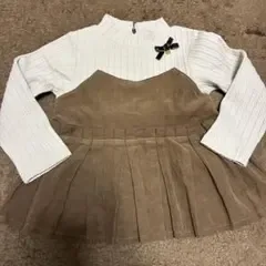 プティマイン ケーブルニット切替 ペプラムトップス 100cm