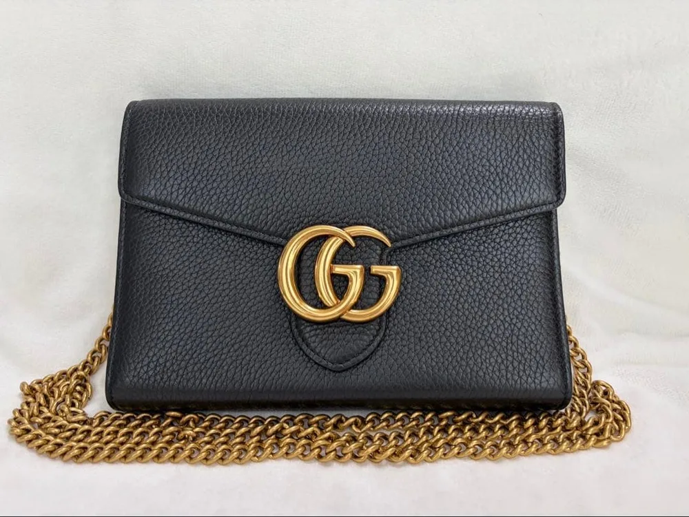 GUCCI グッチ GGマーモント チェーンウォレット ブラック