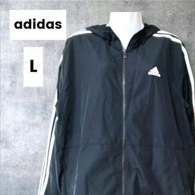 adidas アディダス ナイロンジャケット フード付き 黒 ユニセックス