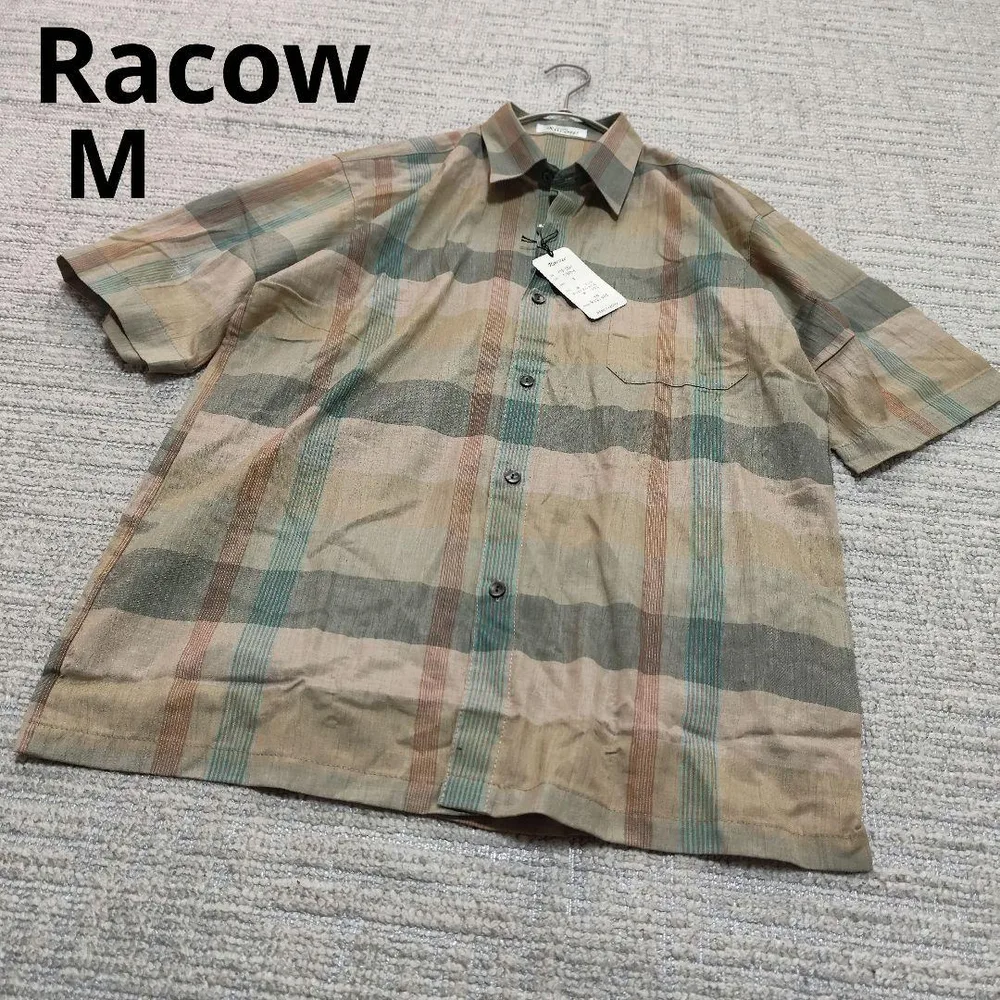 Racow コットン M 半袖シャツ チェック柄 春夏 ゆったり ボタンダウン