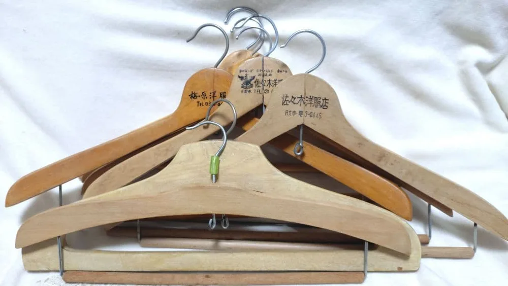 【8本】レトロ 木製ハンガー 洋服店名入り テーラー 昭和