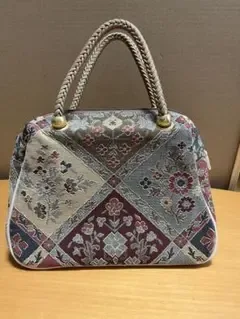 花柄刺繍 ハンドバッグ レトロ