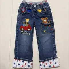 ミキハウス★MIKIHOUSE★豪華刺繍★長ズボン★パンツ★100★デニム★くま