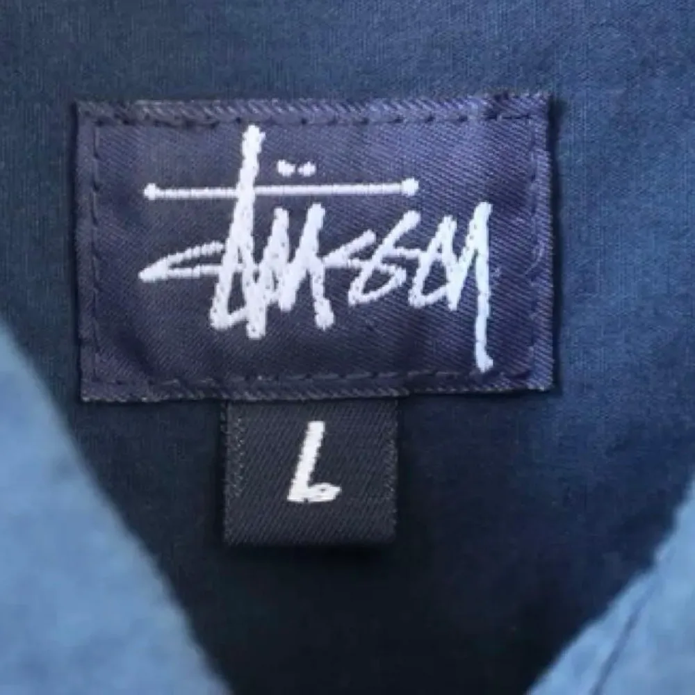 90s OLD STUSSY半袖オーバーサイズシャツネイビーL USA製紺タグ