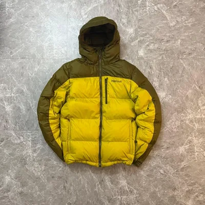 【極暖!】Marmot ダウンジャケット フード付き カーキ イエロー