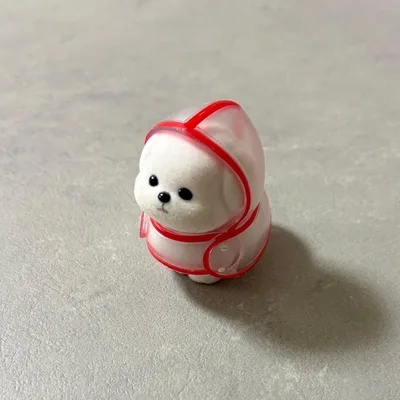 レインコート犬 マスコットフィギュア クリア レッド ガチャガチャ カプセルトイ