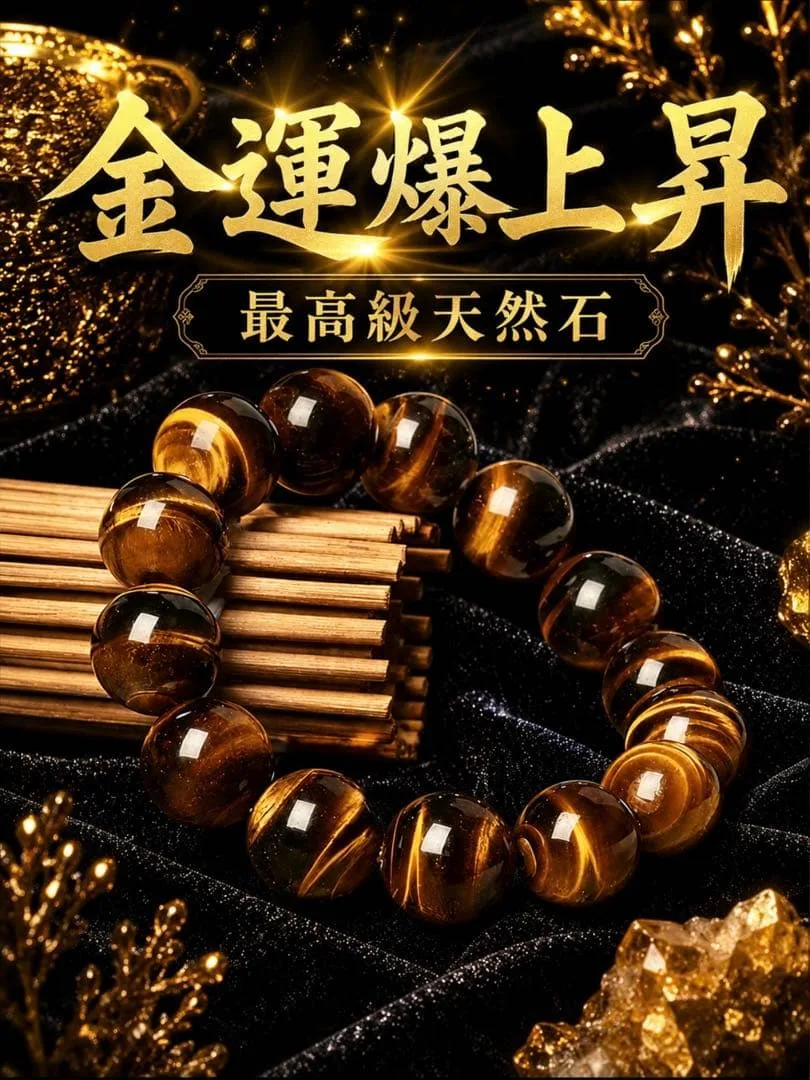 ✨金運爆上昇✨【最高級天然石】タイガーアイ 14mm ブレスレット 開運 財運