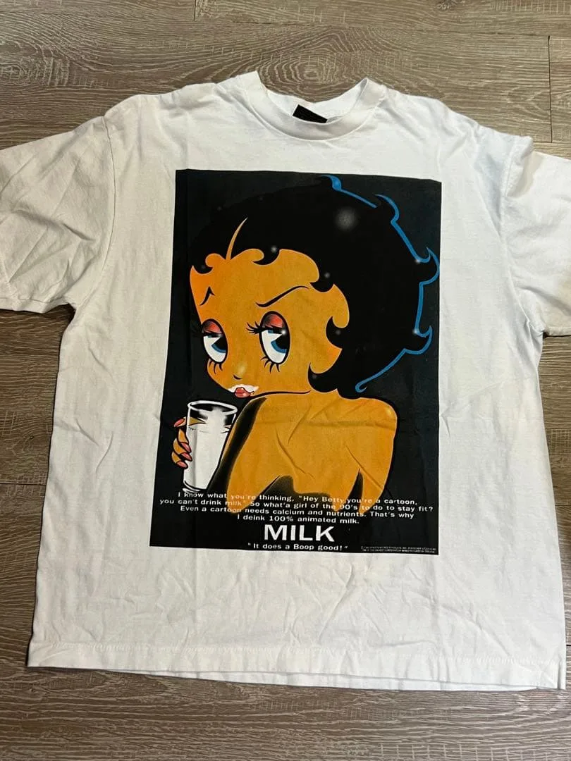 90s USA製 ベティちゃん Tシャツ XL ホワイト 両面プリント MILK