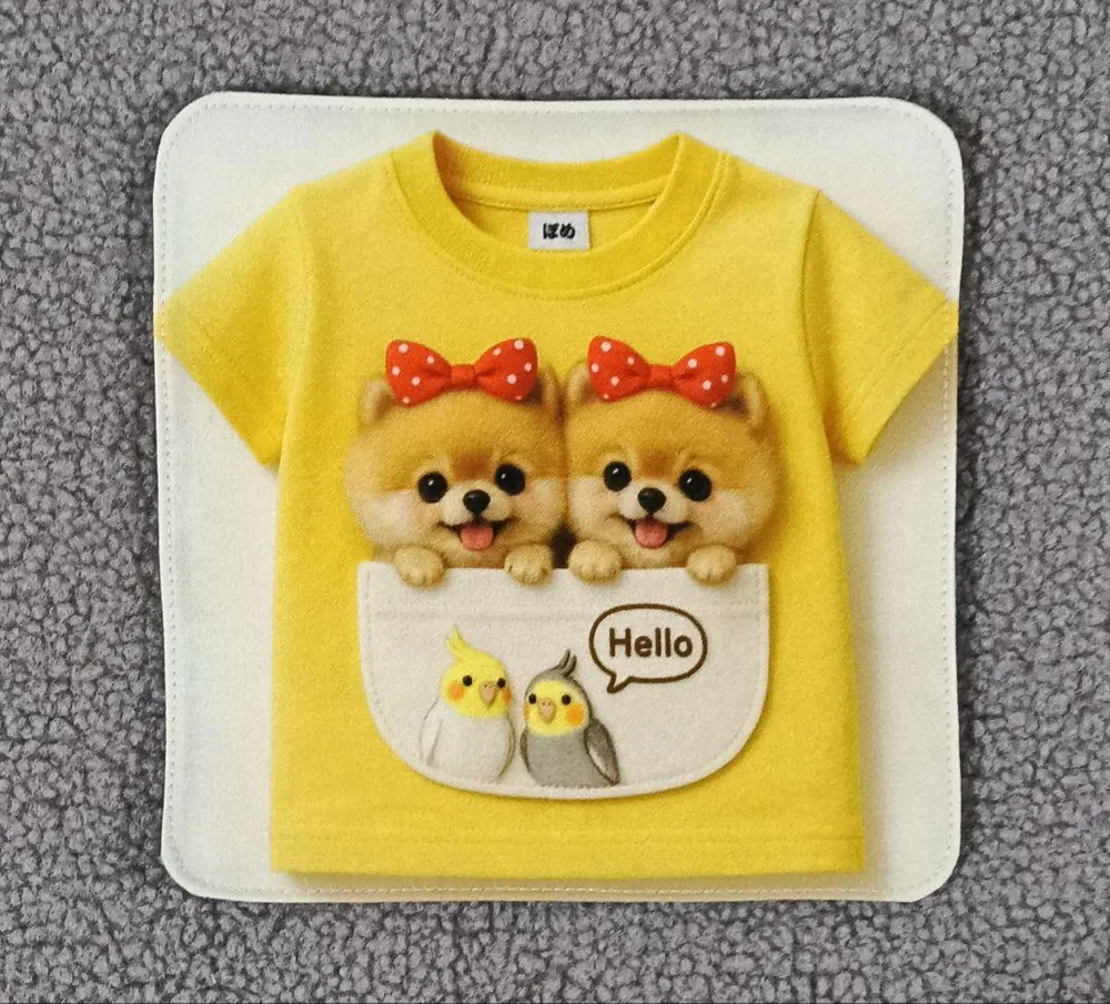 ハンドメイド☆ハンカチ☆ポメちゃんTシャツ