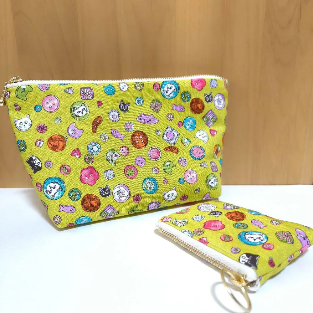 *ハンドメイド*ポーチセット*ねこ 小銭入れ コインケース ミニポーチ