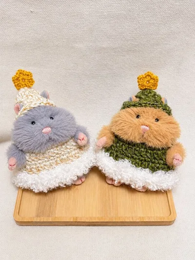 はむにぎり クリスマスツリー ぬい服 白×緑 2着セット ハンドメイド