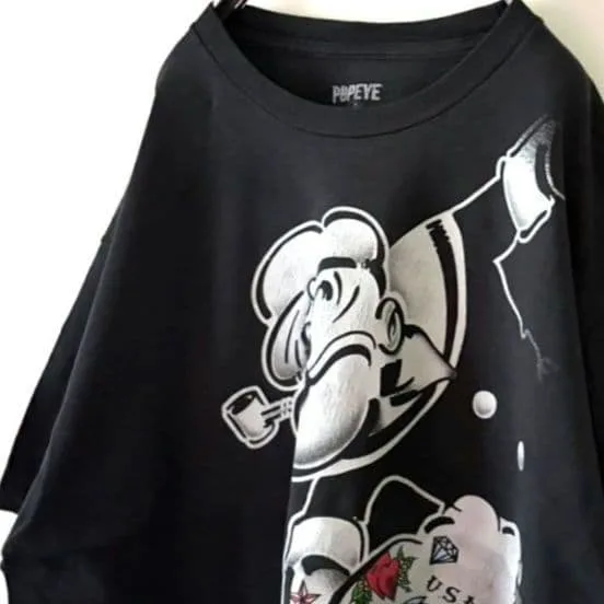 ポパイ POPEYE USA ダイヤモンド Tシャツ XL ブラック 黒 古着