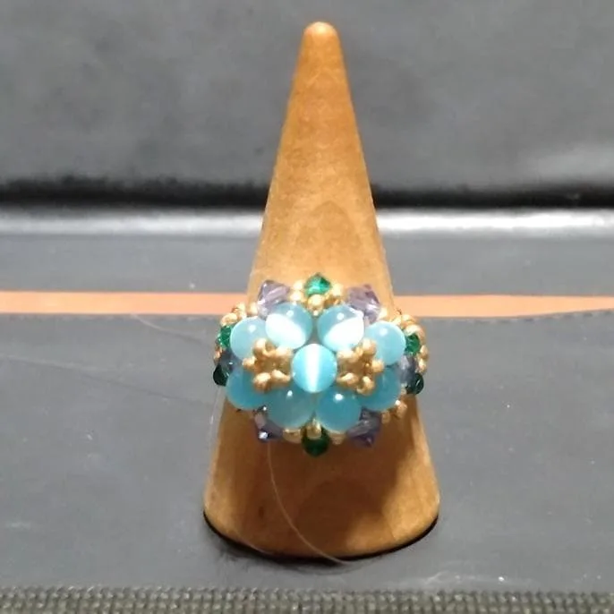 ハンドメイド ビーズリング ビーズの指輪 104 【サイズオーダー&匿名配送◎】