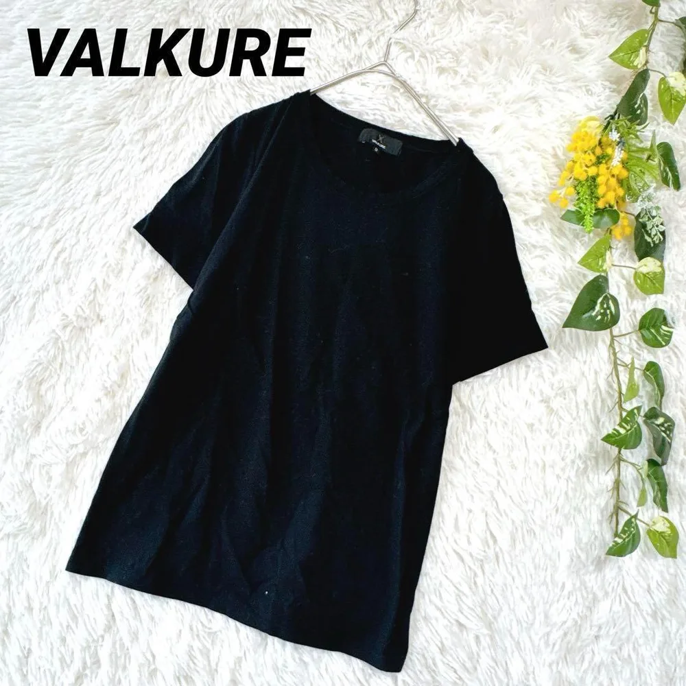 ヴァルクーレ◆半袖Tシャツ カットソー 綿混 シンプル 無地 丸襟 S 黒 夏