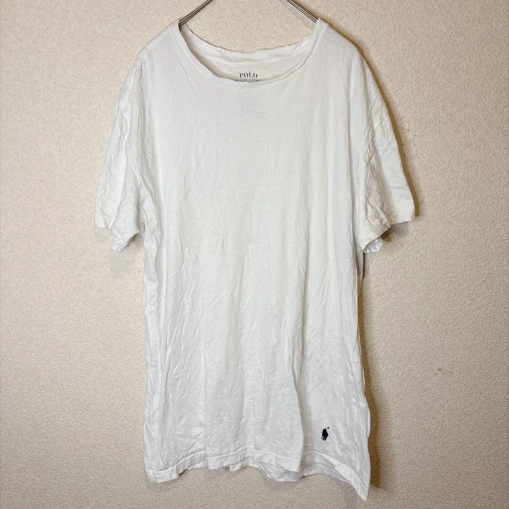 ポロラルフローレン【L】半袖Tシャツ 丸首 ワンポイント 白 綿 インナー